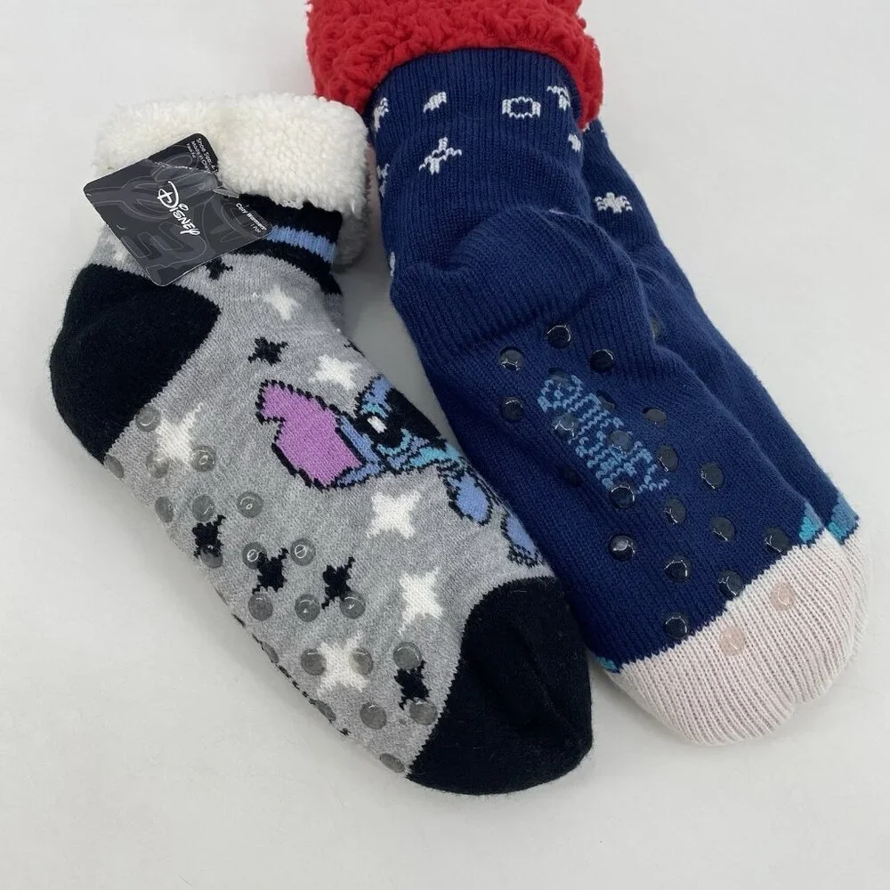 Lilo & Stitch Women’s Holiday Slipper Socks, 2-Pack, Size 4-10 Fuzzy NWT